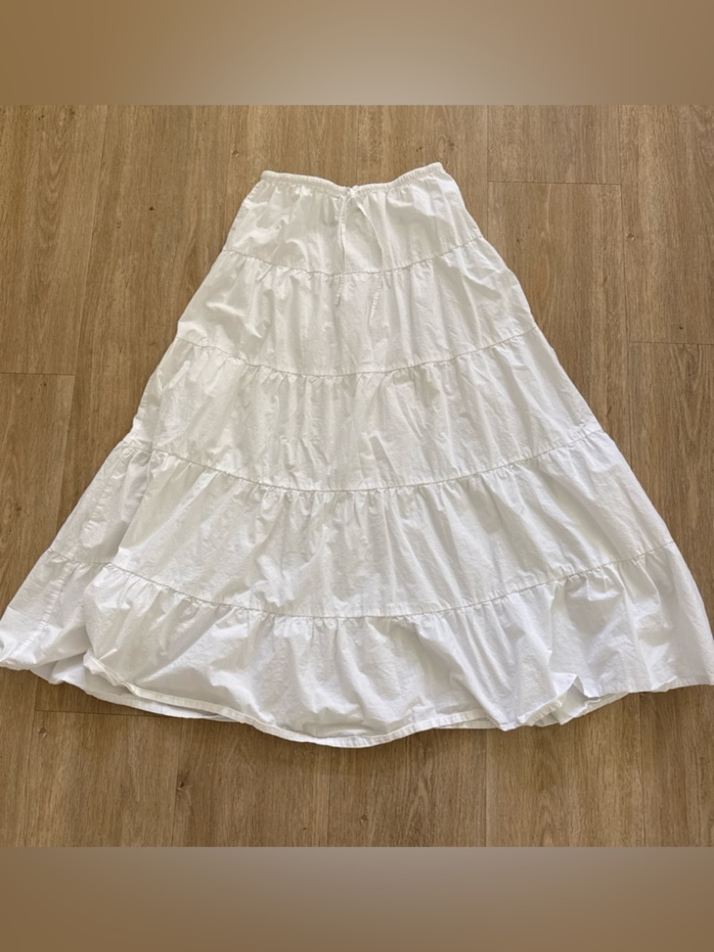 Zara White Tiered Maxi Skirt - Flowing Cotton Blend XS